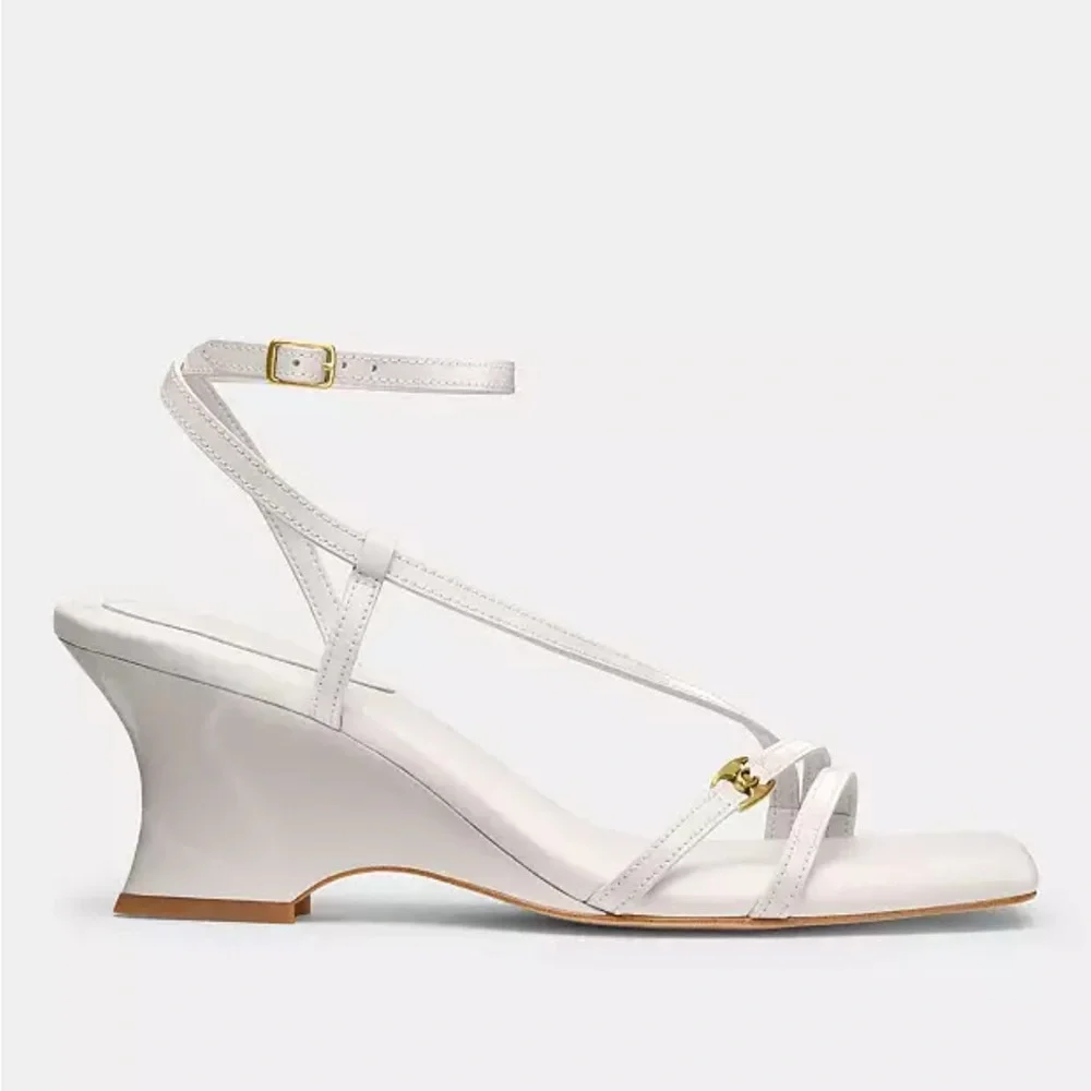 Coach Cait Leather Sandal Chalk size 8 NWT - Picture 3 of 7